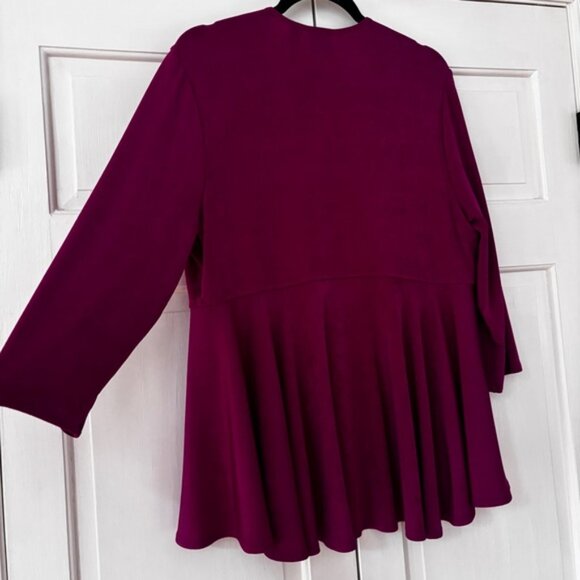 Chico’s Size 2 Magenta‎ Open Front Cardigan Peplum Sweater Pink Chicos Large - Picture 7 of 8
